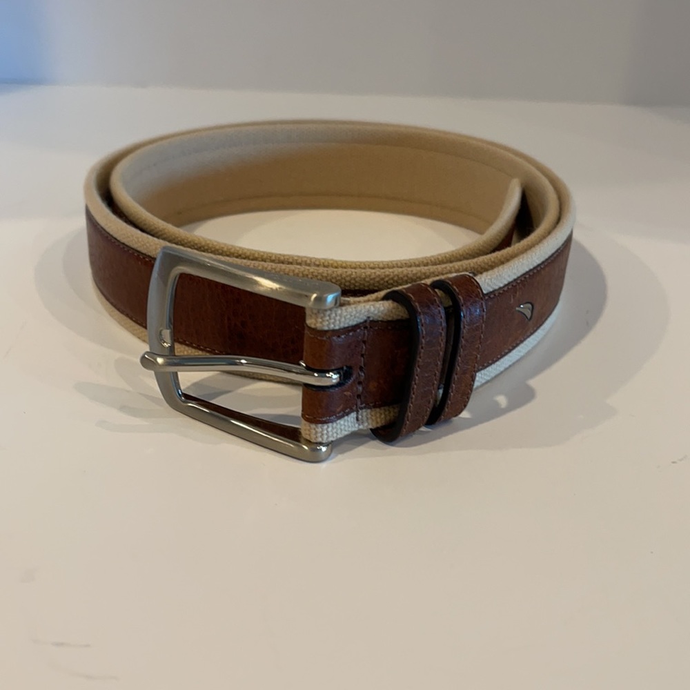 Nautica Men’s Leather And Canvas Belt